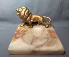 Vintage 1930's Art Deco Gold Lion Marble & Metal Change/Ash Tray 6
