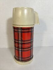 Vintage Landers Frary Clark Red Plaid Universal Vacuum Bottle Thermos cork picture