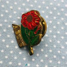 Vtg Alberta Canada Souvenir Red Rose Enamel Lapel Pin picture
