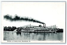 c1920's Steamer On Illinois River Passenger Ferry Beardstown Illinois Postcard picture