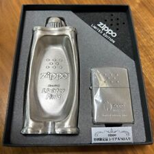 ZIPPO oil can shaped ashtray & limited edition silver finished lighter Rare picture