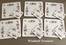 6 VINTAGE ROYAL ALBERT LAVENDER ROSE PLACEMATS & 6 MATCHING COASTERS  picture