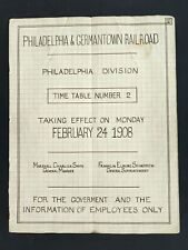 1908 FEB antique PRR PHILA & GERMANTOWN RAILROAD TIMETABLE phila div (hand writ) picture