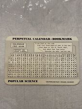 1952 Vintage Perpetual Calendar - Bookmark, Popular Science. picture