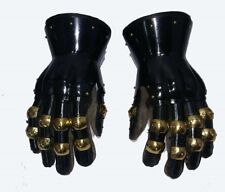 BLACK Functional Large 16G Steel Princely Hourglass Gauntlets Leather Glove SCA picture