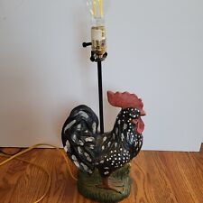Vintage Rooster Lamp Ceramic Black Spotted Hand-Painted Sun-Lite *Flaws picture
