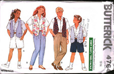 4764 Vintage Butterick Sewing Pattern Girls Vest Shirt Skirt Pants Boys 1990s 14 picture