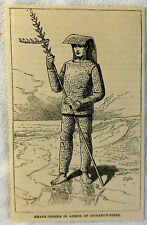 small 1884 magazine engraving ~ SHARK FISHER in armor of coconut-fibre picture