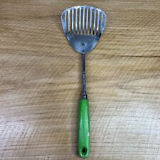 VTG Kitchamajig EKCO A&J Slotted Spatula Strainer Green Wooden Handle USA picture