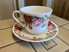 ROY KIRKHAM BREAKFAST CUP & SAUCER EXCLUSIVE DESIGN  ROSE GARLAND RARE NWOT picture