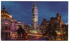 Latin Tower & Palacio Bella Artes Night Mexico City Mexico c1960s Postcard UNP picture