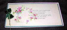 VTG 1920'S UNUSED POETIC GREETING INK BLOTTER WITH SILK RIBBON picture