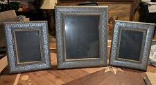3 Antique Pressed Punched Tin Double Hinged Picture Frames Floral Scrollwork picture