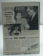 Boris Karloff Williams Shaving Cream Helen Brooks 1941 Vintage Print Ad picture