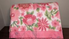 NOS Vtg BEACON Pink Floral Blanket Full/Twin All Nylon Binding 72''x 90'' NWOP picture