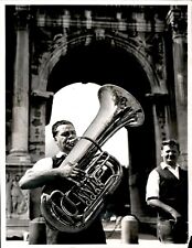 LD339 1960 Orig Photo ARCH ENEMY? HOWITZER-SIZE TUBA ROME ARCH OF CONSTANTINE picture