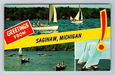 Saginaw MI-Michigan, General Banner Greetings, Scenic, Antique Vintage Postcard picture