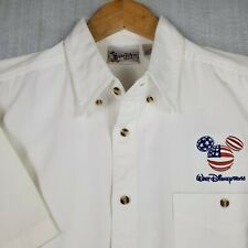 NWT DISNEY WORLD USA Mickey Size Large Mens White Short Sleeve Shirt Button Down picture