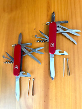 Twin Victorinox Huntsman Swiss Army Knives Red w/11 Tools each picture