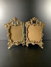 Antique French Gilt Bronze Hinged Double Picture Frames Stand Alone Ornate picture