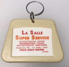 La Salle Colorado Super Service Gas Station Auto Truck Stop Vintage Keychain picture