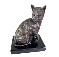 Vintage Bronze Cat San Pacific Int’l 9” Tall On Base San Francisco USA Full Body picture