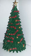 Vtg ENESCO Large 9.5 Resin Christmas Holiday Tree Decorated w/Red/Gold Ornaments picture