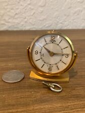 Very Rare Vintage Jaeger Lecoultre Travel Alarm Clock 8 Day Gold Tone Swiss Made picture