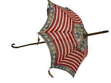 Antique Patriotic American USA Flag RWB 4th Of July Childs Parasol Umbrella AAFA picture