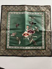 VTG Silk Embroidery Panel BIRD & Flowers 16”x 17” Frameable Antique picture