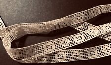 Antique Italian Sardinian Net Darning Cute Off-white  Insertion Lace 35 x 3/8