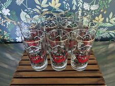 Vintage Libbey Red Stagecoach Hi-Ball 11 Tumblers & 4 Juice Glasses picture