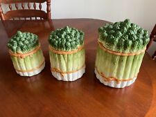3 Vintage Samware Ceramic Asparagus Canister Set with Lids picture