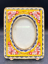 VTG Italian MICRO MOSAIC Miniature Picture Frame w/ Brass Back & Stand 2