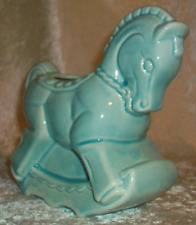 Vintage Blue McMaster Pottery Baby Nursery Decor Cactus Succulent Rocking Horse picture