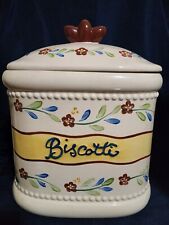 Vintage Biscotti Cookie Jar with Lid  Handmade for Nonni's  Village  picture