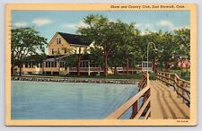 c1940s Country Club House Dock & Shore Vintage Norwalk Connecticut CT Postcard picture