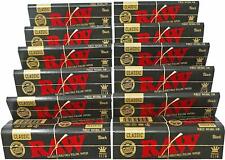 12 Pk Raw Classic Black King Size Slim Thin 110mm Cigarette Rolling Papers 3219 picture