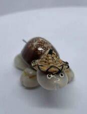 Vtg Tiny Shell Turtle With Purple Hat And Glasses Made In Philippines Cute 2.5