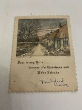 Vintage c.1930's Christmas Greeting Card The Old Stone wall picture