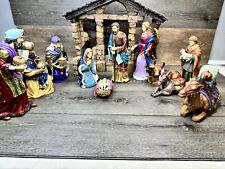 Kirkland Signature Large Christmas Nativity Scene-Hand Painted 13 Pc ~Read picture