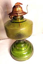 Vintage Green Glass Oil Lamp Decorative Pedestal Base picture