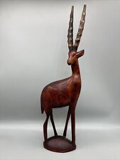 Vintage Gazelle African Kenya Wooden Hand Carved Art Sculpture picture