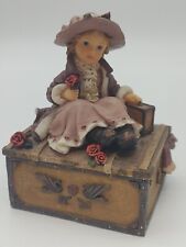 A Richesco Corporation Handpainted Resin Trinket Box Girl With Roses Suitcase picture