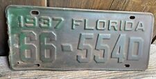 Vintage FLORIDA 1937 License Plate ~ 66554D ~ Green picture