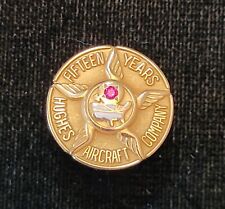 Howard Hughes Aircraft Company 15 Year Service w/ Ruby Lapel Pin 10K Gold picture