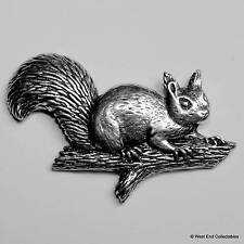 Red Squirrel on Branch Pewter Pin Brooch - British Hand Crafted - Grey, Nutkin picture