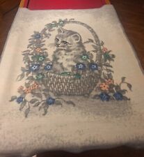 VINTAGE BIEDERLACK OF AMERICA REVERSIBLE  CAT BLANKET, 75X54 IN. GREAT CONDITION picture