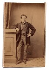 ANTIQUE CDV CIRCA 1860s HANDSOME YOUNG BOY IN SUIT DETAILED UNMARKED picture