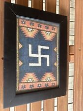 Antique Native AmericanCigar Felt Navajo Blanket Whirling Log Design RARE Framed picture